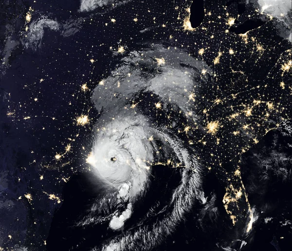 Шторм Лауры Над Сша Ночью Тропический Ураган Космоса Тайфун Городские — стоковое фото