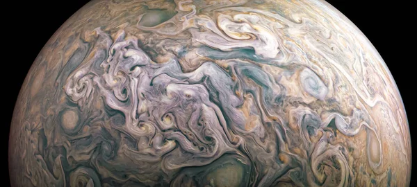 木星行星在外太空的特写 宇宙飞船拍摄的气体云照片 木星的纹理表面 巨大的大气湍流 太阳系的概念 美国航天局提供的图像要素 — 图库照片