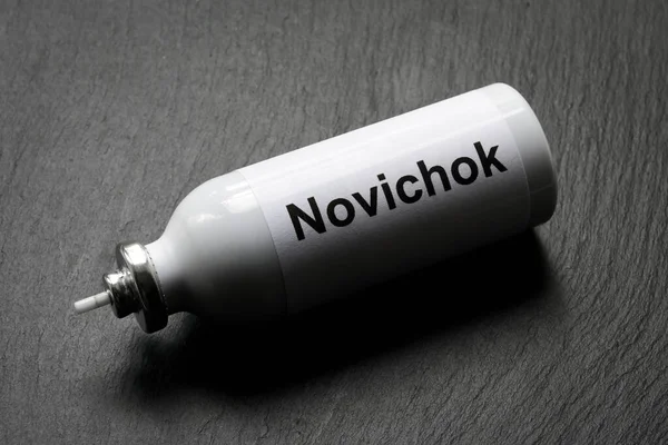 Veneno Agente Novichok Fundo Escuro Frasco Com Veneno Mortal Nervo — Fotografia de Stock