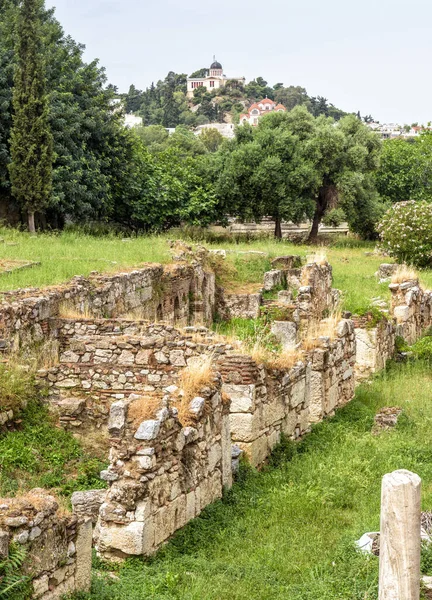 Antiche Rovine Greche Nella Vecchia Agorà Atene Grecia Paesaggio Urbano — Foto Stock