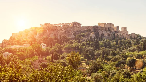 Ακρόπολη Στο Ηλιοβασίλεμα Αθήνα Ελλάδα Αστικό Τοπίο Της Αθήνας Γραφική — Φωτογραφία Αρχείου