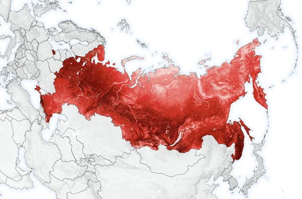 Rusko Obrysu Mapa Světa Hranicemi Zemí Mapa Ruského Území Povrchovou — Stock fotografie