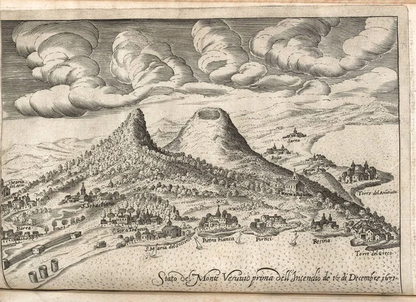 Vesuvius Ancient Book Gian Bernardino Giuliani Published 1632 Old Paper — Stock Photo, Image