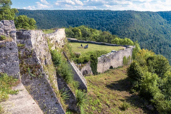 Paisagem Com Castelo Hohenurach Bad Urach Alemanha Ruínas Deste Castelo — Fotografia de Stock