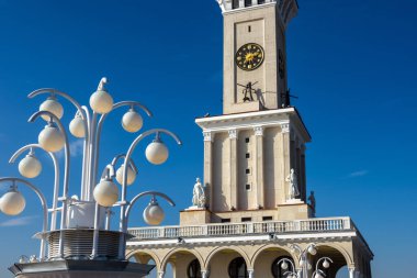 Kuzey Nehri Terminali veya Moskova, Rusya 'daki Rechnoy Vokzal. Stalinist tarzda eski bina bu yıl Moskova 'nın kuzeyinde yenilendi. Sovyet mimarisinin anıtı, Moskova 'nın simgesi..