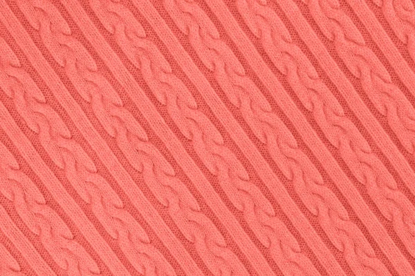 Koralle farbige Strickwaren Stoff Textur — Stockfoto