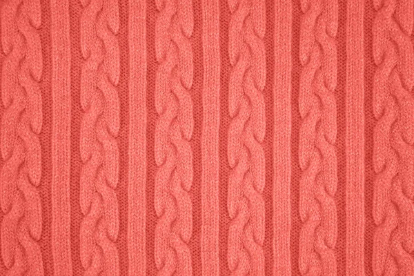 Koralle farbige Strickwaren Stoff Textur — Stockfoto