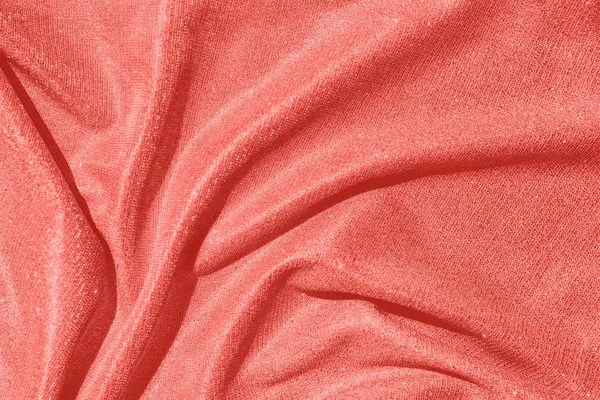 Coral colored draped fabric with silver lurex thread — Stock Photo, Image