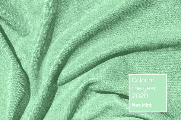 Miętowa kolorowa drapowana tkanina ze srebrnym gwintem lurex — Zdjęcie stockowe