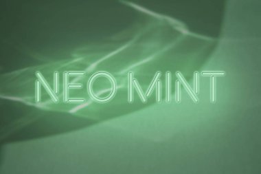mint colored neon sign lettering on abstract background with lig clipart