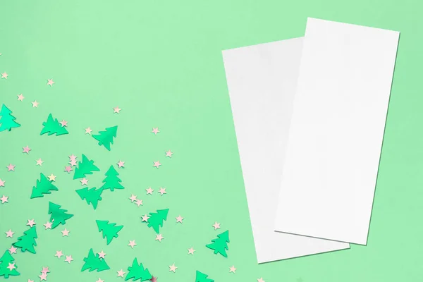 Two price-list or menu mockups on christmas mint background — Stock Photo, Image