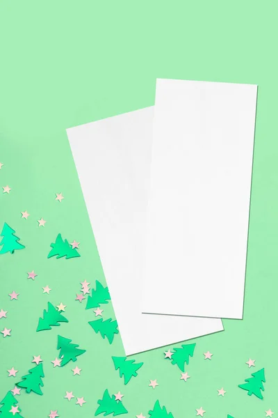 Two price-list or menu mockups on christmas mint background — Stock Photo, Image