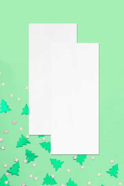 Two price-list or menu mockups on christmas mint background