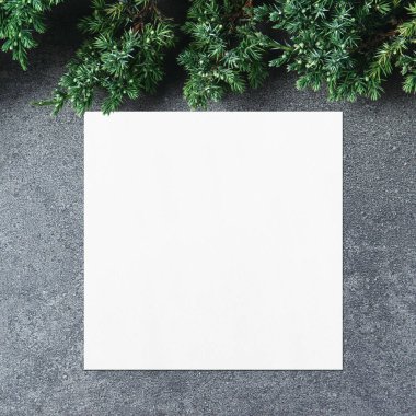 Boş beyaz kare poster ya da kabarık kenarlı kart modeli