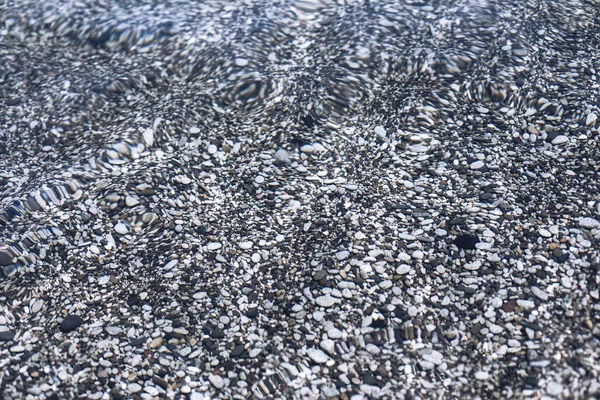 Closeup Transparent Clear Calm Water Surface Small Grey Pebbles Sea — Stock Photo, Image