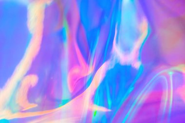 Mor, pembe ve nane renginde bulanık doku. 80 'ler tarzında soyut bir holografik arka plan. Sentetik dalga. Buhar dalgası stili. Retrowave, retro futurism, webpunk