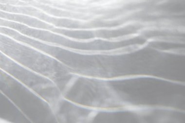 Fotoğraf ve maketler için su dokusu örtüsü etkisi. Beyaz bir duvara organik gölge ve ışık yakıcı etki bırakıyor. Doğal ışık efektleri için gölgeler