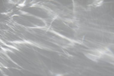 Bulanık su dokusu, fotoğraf ve maketler için örtüşüyor. Beyaz bir duvara organik gölge ve ışık yakıcı etki bırakıyor. Doğal ışık efektleri için gölgeler