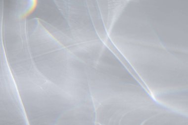 Bulanık su dokusu, fotoğraf ve maketler için örtüşüyor. Beyaz bir duvara organik gölge ve ışık yakıcı etki bırakıyor. Doğal ışık efektleri için gölgeler