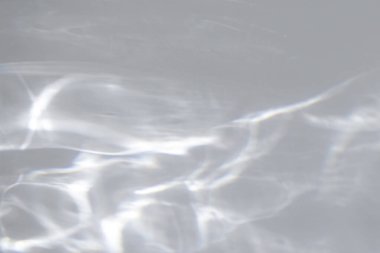 Bulanık su dokusu, fotoğraf ve maketler için örtüşüyor. Beyaz bir duvara organik gölge ve ışık yakıcı etki bırakıyor. Doğal ışık efektleri için gölgeler