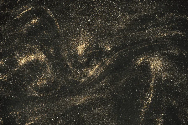 Abstraktní Elegantní Detailní Černé Zlaté Třpytivé Částice Proudí Mělkou Hloubkou — Stock fotografie
