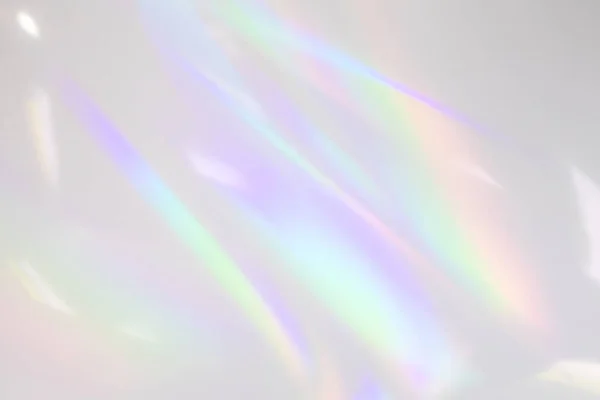 Textura de refracción de luz de arco iris borrosa en pared blanca — Foto de Stock