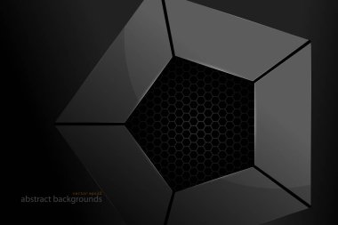 Pentagonal metal şekil sahne vektör soyut duvar kağıdı üzerinde siyah arka planlar