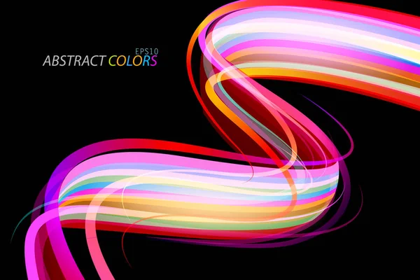 Abstraktní Zakřivené Barvy Formovat Scénu Vektor Tapety Černém Pozadí — Stockový vektor