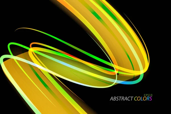 Abstract Groen Gebogen Scène Vector Wallpaper Een Zwarte Achtergrond — Stockvector