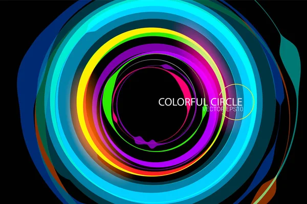 Colorido Círculo Forma Escena Vector Abstracto Fondo Pantalla Fondo Negro — Archivo Imágenes Vectoriales