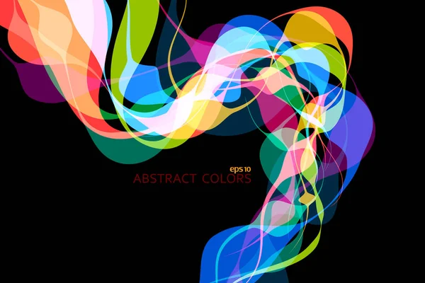 Kleurrijk Gevormde Scène Vector Abstracte Wallpaper Een Zwarte Achtergrond — Stockvector