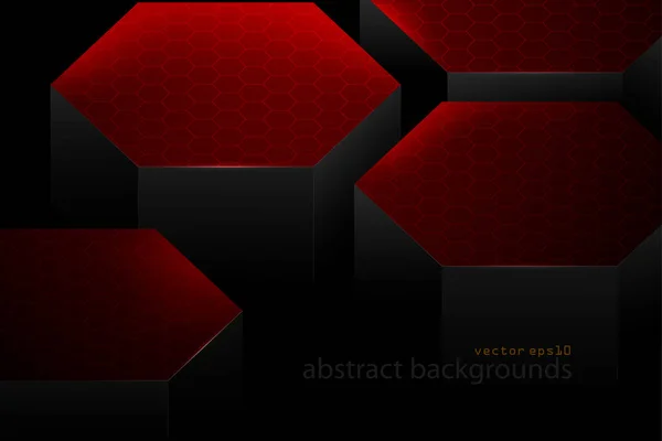 Abstrait Rouge Hexagonale Formes Scène Vecteur Papier Peint Sur Fond — Image vectorielle