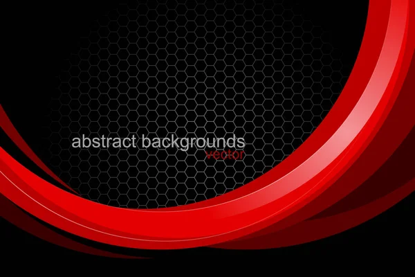 Abstract Red Curved Concepts Shapes Scene Vector Wallpaper Black Backgrounds — Stock Vector