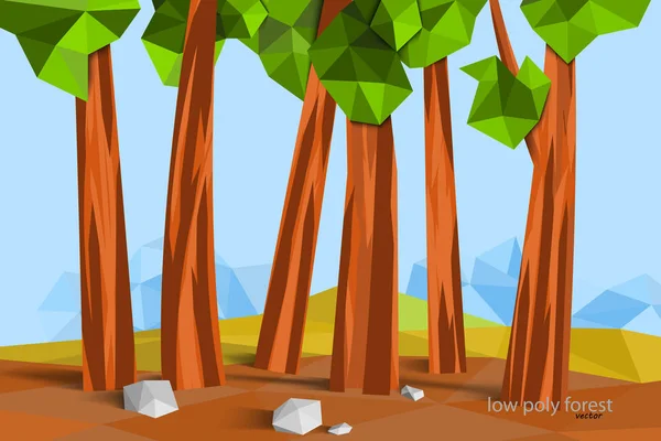 Low Poly Forest Scene Vector Wallpaper Nature Backgrounds — Stock Vector