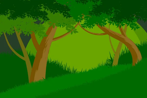 美丽的树木森林场景矢量壁纸自然背景 — 图库矢量图片