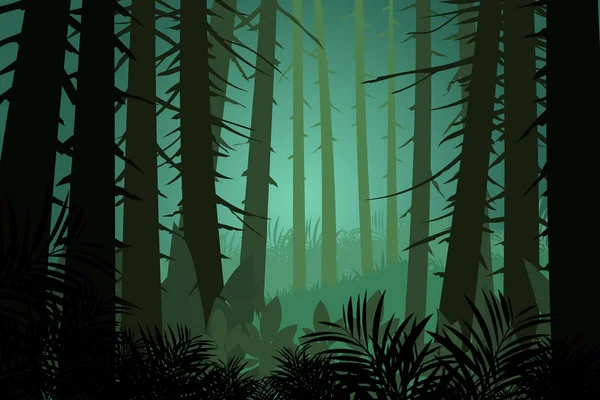 Belle Forêt Pins Scène Vecteur Fond Écran Nature Milieux — Image vectorielle