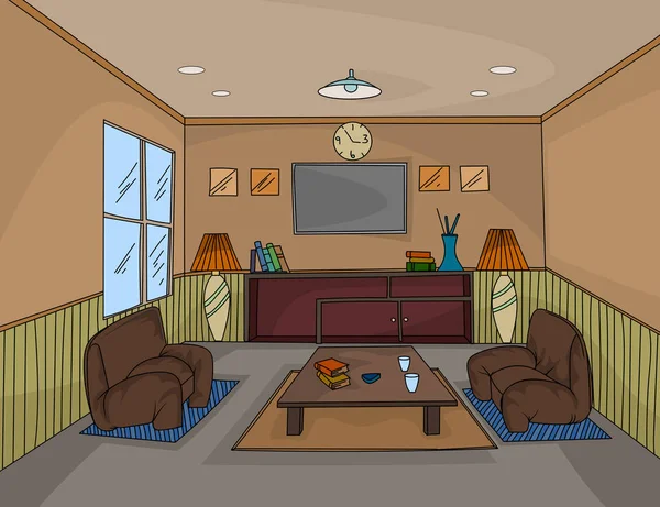 Interior Sala Estar Colores Escena Vector Mano Dibujo Fondos — Archivo Imágenes Vectoriales