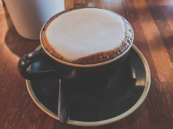 Minuman Panas Cappuccino Kopi Pemandangan Makanan Dan Minum Latar Belakang — Stok Foto
