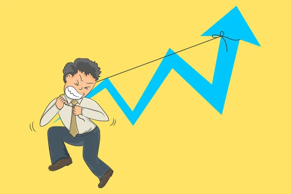 Businessman Cartoon Man Trying Help Business Scene Vector Concept Backgrounds — Stock Vector