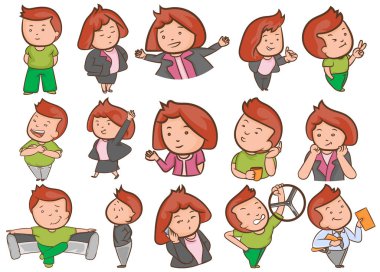 Sevimli renkler çizgi kahramanlar üzerinde beyaz bir arka plan üzerinde set vektör tasarımı