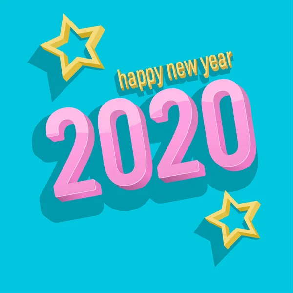 文本快乐新年 2020 场景矢量概念壁纸上蓝色背景 — 图库矢量图片