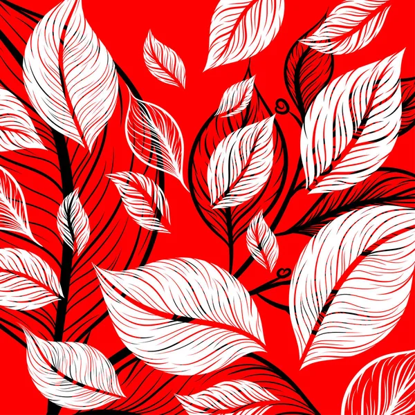 Leaf Drawing Art Pattern Concept Vector Wallpaper Background — Stock Vector