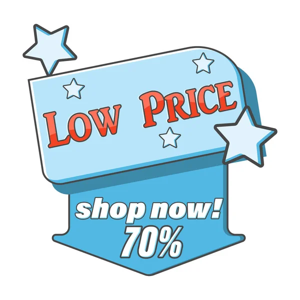 Shop Low Price Promotion Sticker Banner Vector White Background — Stock Vector