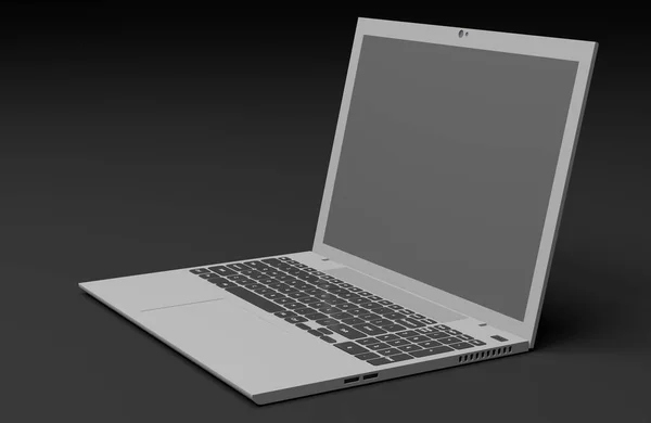 Laptop Computer Black Rendering Technology Background — Stock Photo, Image