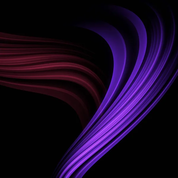 Color Púrpura Movimiento Abstracto Curvado Sobre Fondo Pantalla Vector Negro — Vector de stock