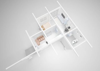 Beyaz bir sahnede modern küçük ev tasarımı ev ve mimari duvar kağıdı arka planı