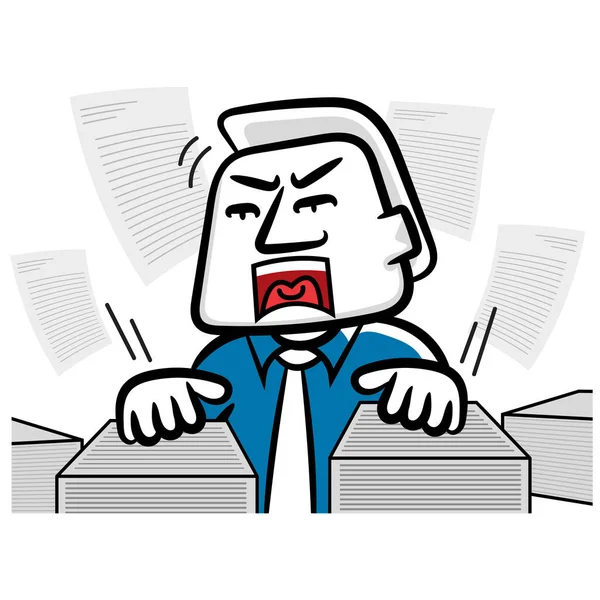 Business White Man Cartoon Verwirrt Und Wütend Szene Vektor Cartoon — Stockvektor