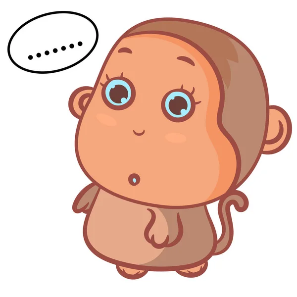 ブラウン小さな猿混乱シーンベクトル漫画の概念上の白い背景 — ストックベクタ