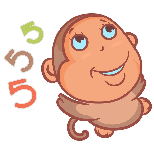 面白いと幸せな茶色の小さな猿のジェスチャーベクトル上の白い背景 — ストックベクタ