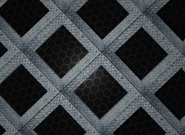 Metall Fyrkantig Form Mörk Scen Rendering Abstrakt Tapet Bakgrund — Stockfoto